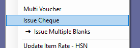 ChequeBook Menu